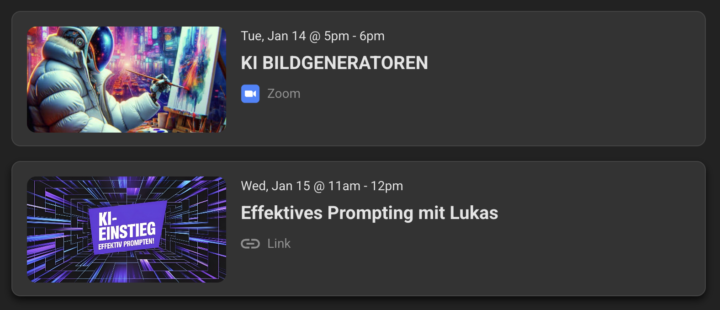 Events nächste Woche