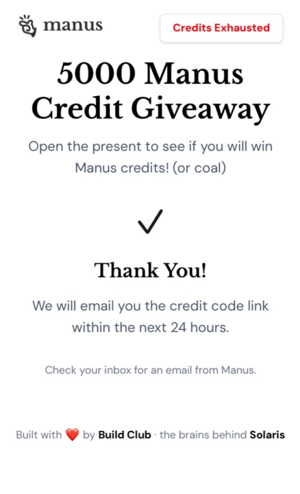 🎁 VERSCHENKE 6.500 GRATIS Credits für Manus 🎁