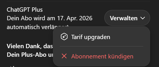 ChatGPT kündigen geht nicht 😅 Kennt das jemand?