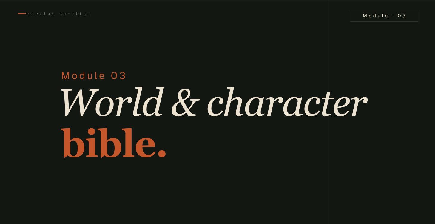 World & character bible