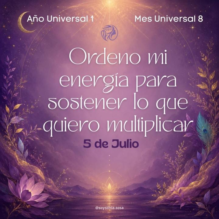 🔮 Oráculo del Día · 5 Jul (Día 4️⃣) · Semana 8️⃣ · Mes 8️⃣ · Año 1️⃣