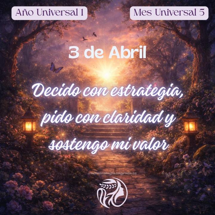 🔮 Oráculo del Día · 3 Abr (Día 8️⃣) · Semana 5️⃣ · Mes 5️⃣ · Año 1️⃣