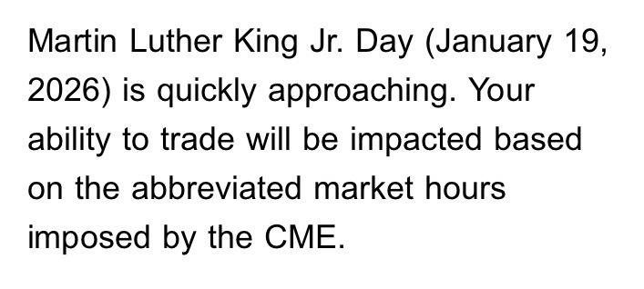 Bank Holiday heads up - 19 Jan ‘26