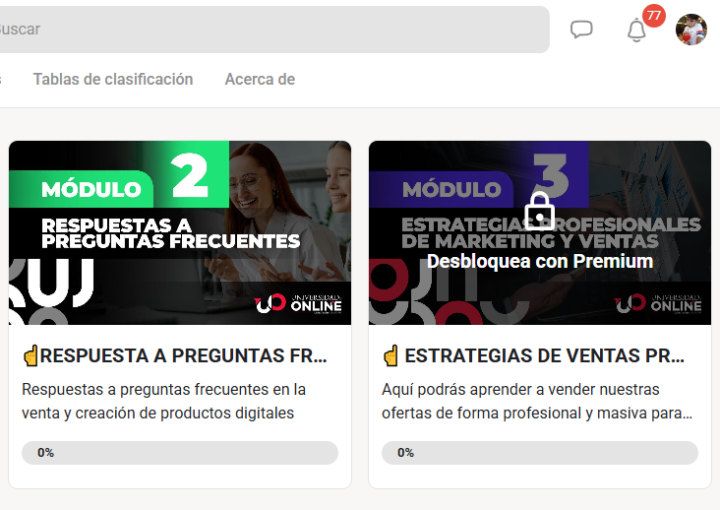 Tengo la suscripción activa de Universidad Online.. Módulos bloqueados