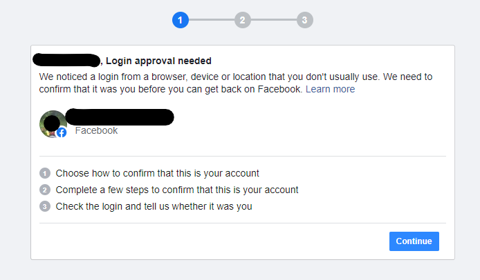 How to bypass facebook's "login approval needed" ?