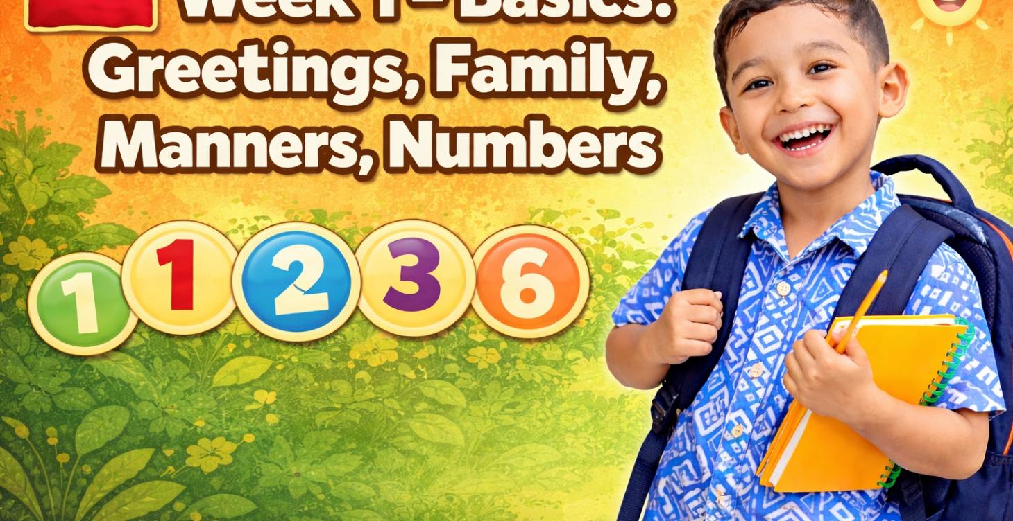 Week 1: Basics Greetings,Family, Manners & Numbers
