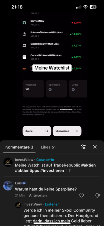 „Warum hast du keine Sparpläne?“