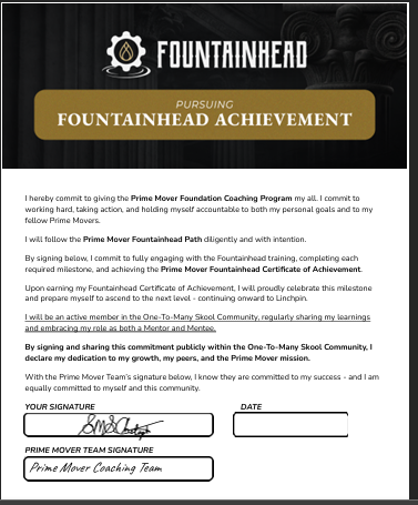 My Fountainhead Commitment Contract is here!
