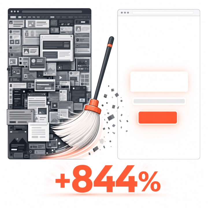 They deleted half the landing page. Conversions went up 844%