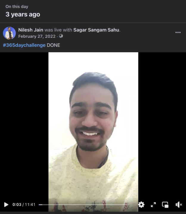 Completed 365 Days of FB Live Challenge