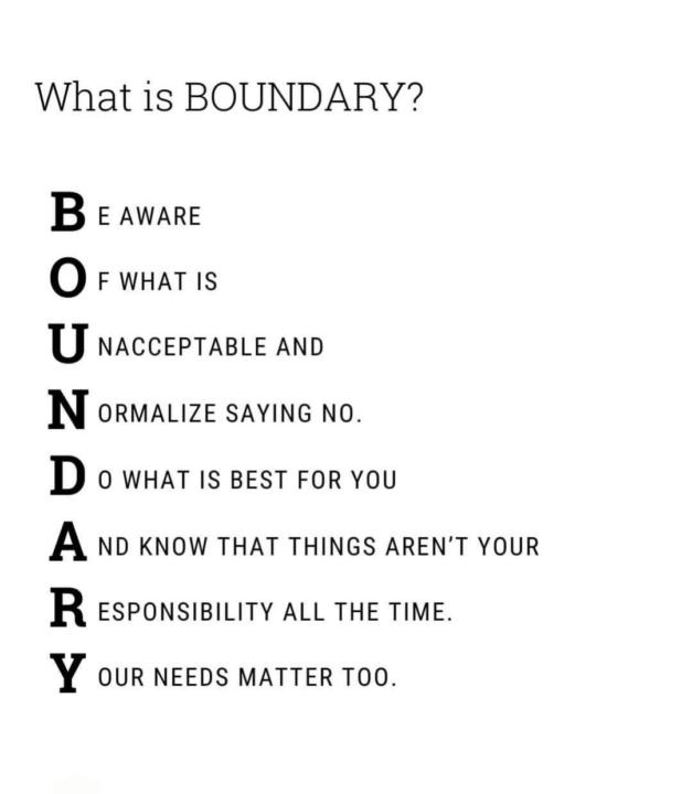 As I navigate through the learn to relearn process I'm learning No is a complete sentence!