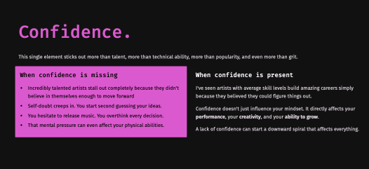 Self-doubt kills more artistic careers than lack of skill ever will