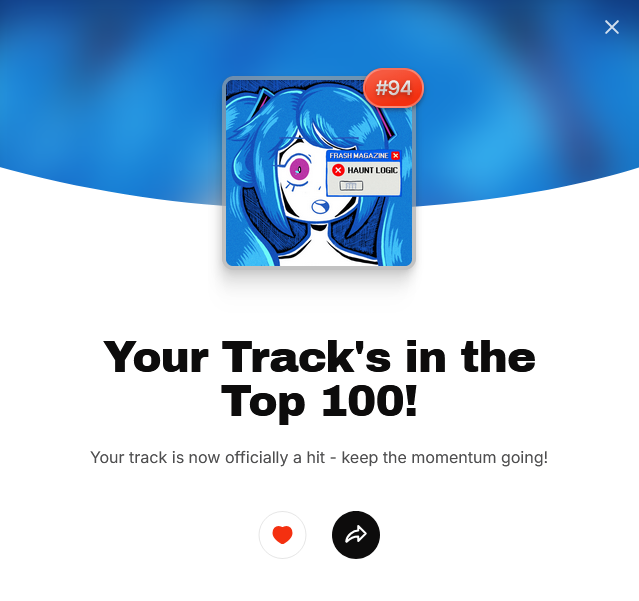 We're #94 on Hypeddit Top 100 Techno Charts!