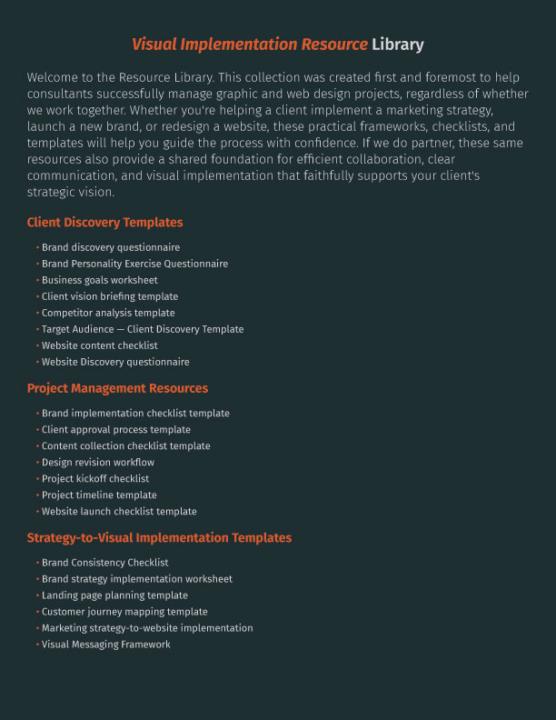 Visual Implementation Resource Library Content List