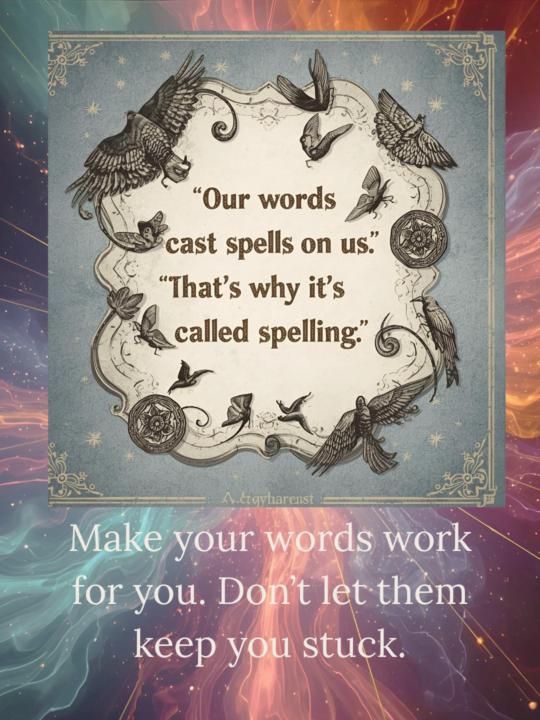 Our words cast spells on us. That's why it's called spelling.