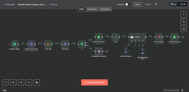 Automating LinkedIn lead scraping and outreach, all in one flow