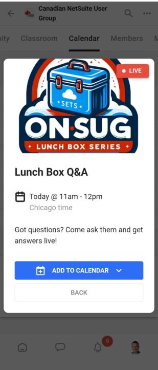 Lunch Box Q&A Connection info