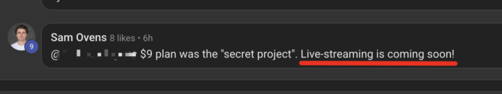 Tính năng livestream (sắp ra mắt)