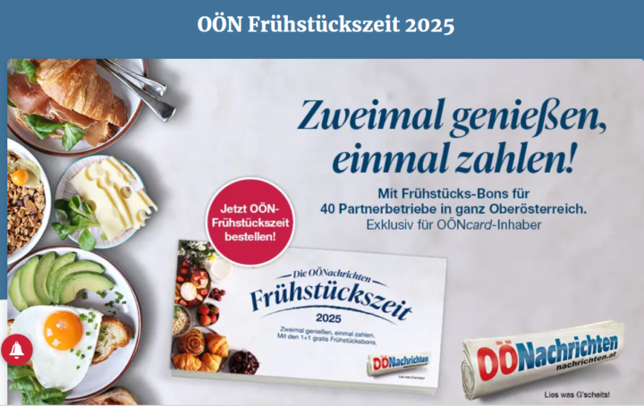 Frühstückszeit in OÖ - mit der OÖN-Card