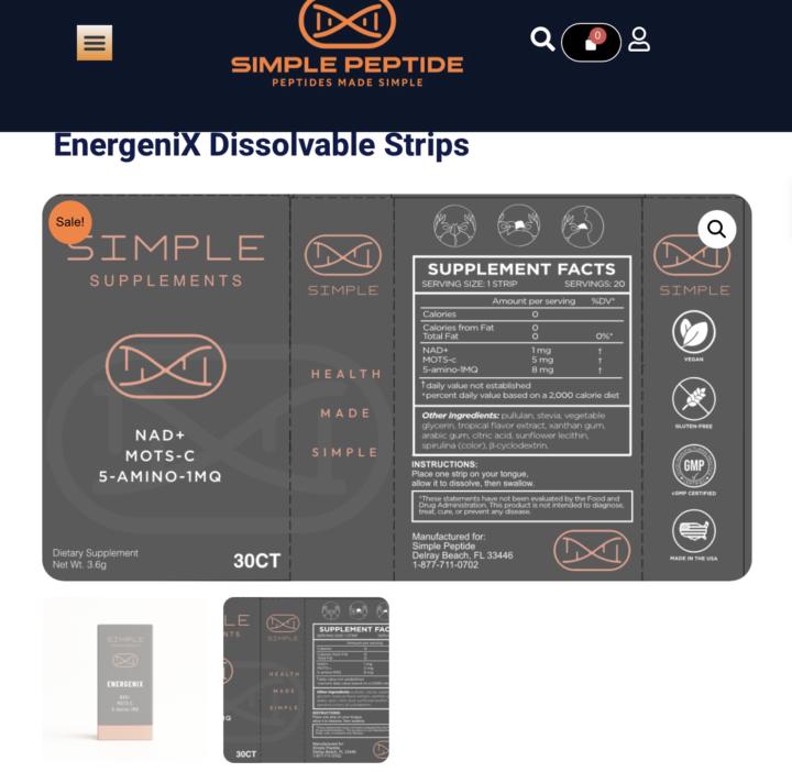 🔥Simple Peptide Oral Supplements , photos of labels, showing quantities and ingredients.