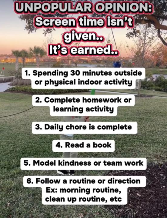 Screen time should be earned! 