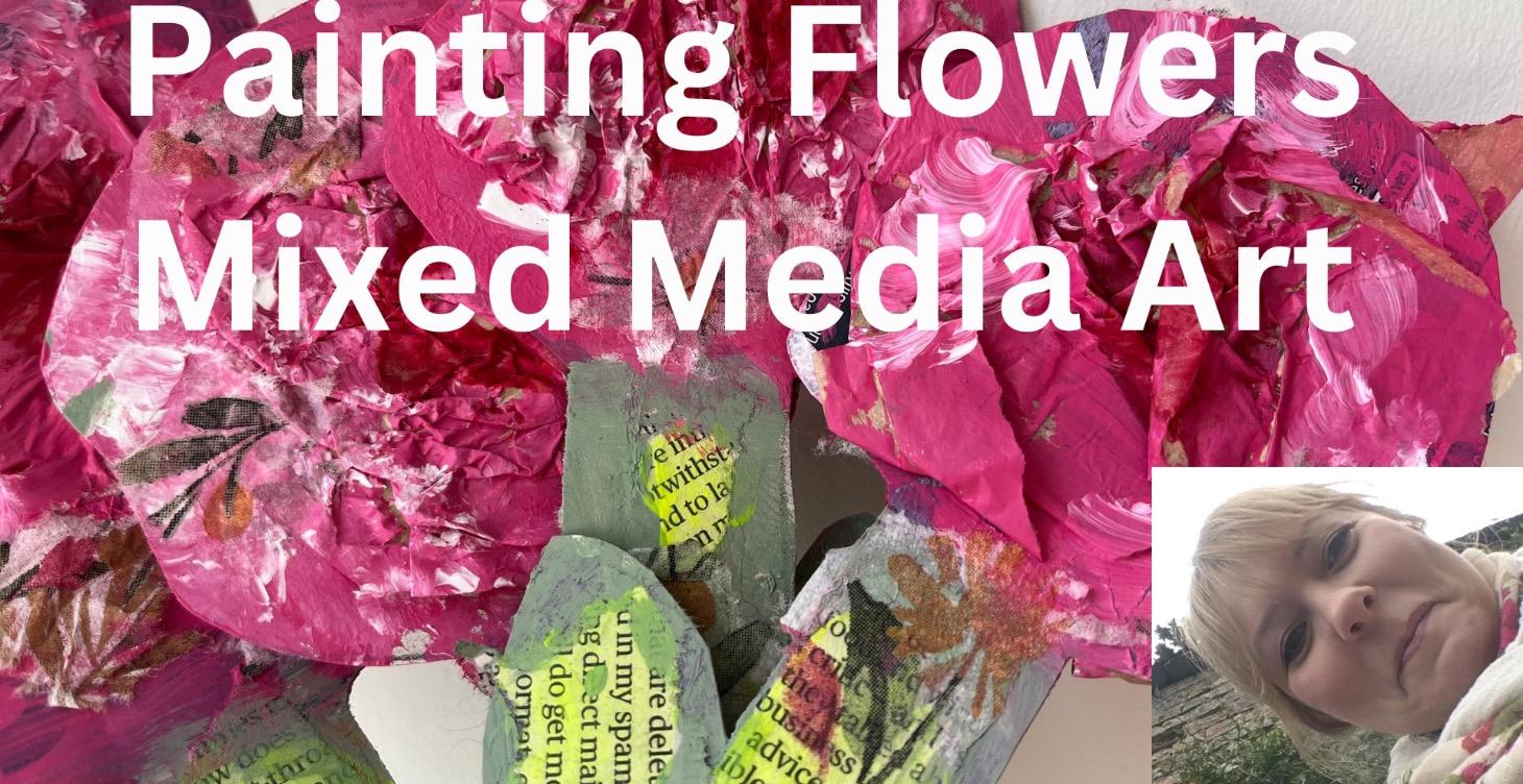 Mixed media flower demo