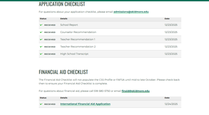 Application Checklist
