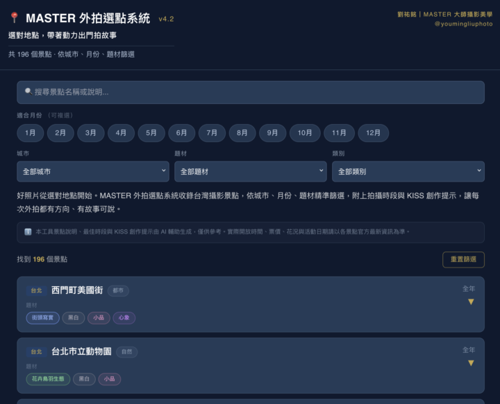MASTER 外拍選點系統 v4.2更新