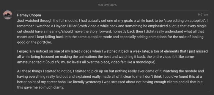 Parnay's feedback about the Creative Director Shift™ training