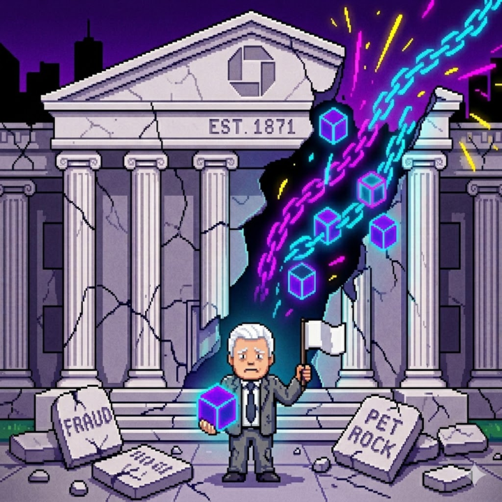 CEO Who Called Bitcoin A "Pet Rock" Just Begged His Shareholders For Blockchain.