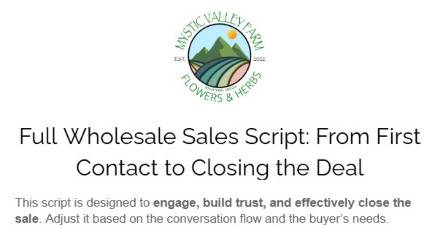 Wholesale Sales Script: First Contact to Closing