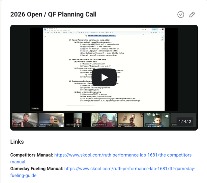 2026 Open / QF Planning Call POSTED