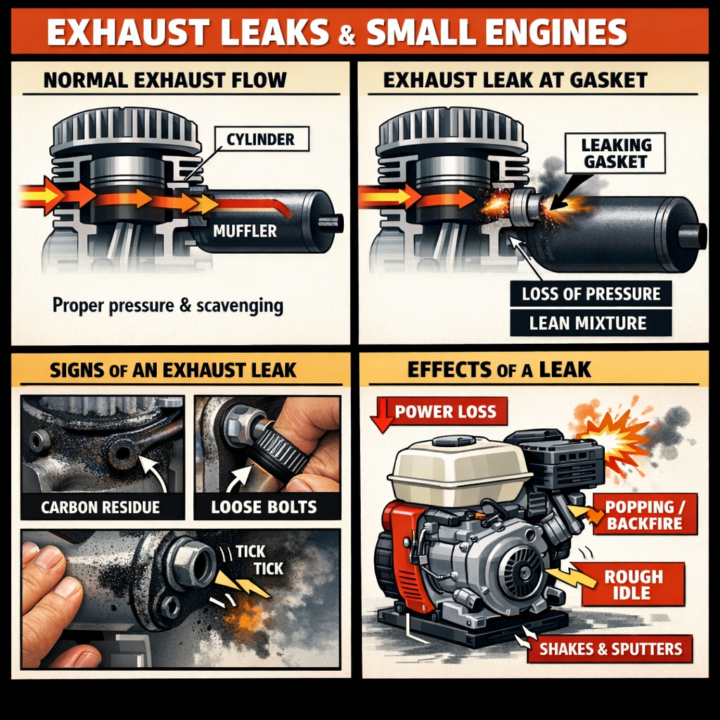 🔧 SMALL ENGINE TIP OF THE DAY – EXHAUST LEAKS 🔧