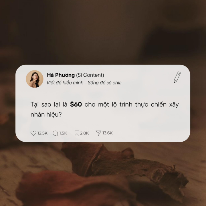 TẠI SAO LẠI LÀ $60 CHO MỘT LỘ TRÌNH THỰC CHIẾN XÂY NHÂN HIỆU?