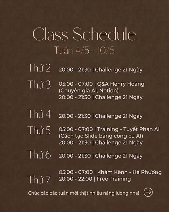 LỊCH SINH HOẠT TUẦN 4/5 - 10/5: KHỞI ĐỘNG SAU KỲ NGHỈ LỄ