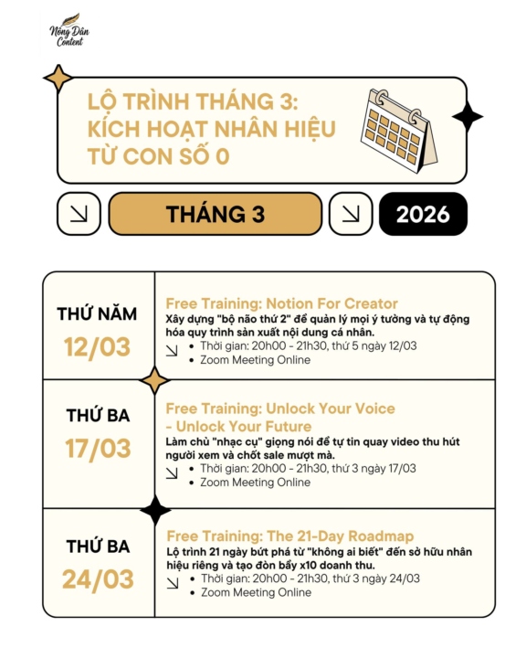 LỊCH SỰ KIỆN ĐÀO TẠO THÁNG 3/2026: KÍCH HOẠT NHÂN HIỆU TỪ CON SỐ 0