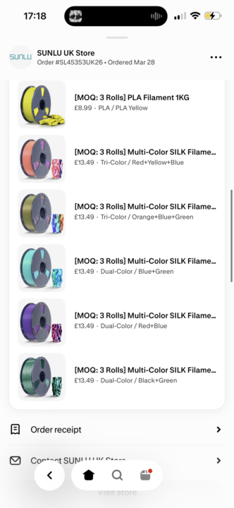 Stocking up Filament 