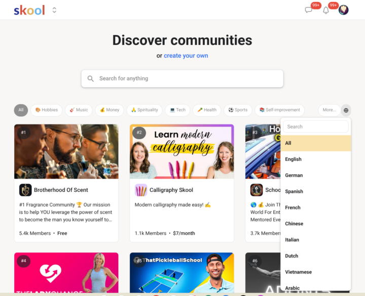Discovery Search Via Language | Skool Feature Update