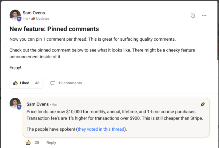 Pinned Comments Are Now A Thing! | Skool Feature Update