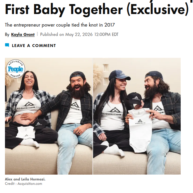 Alex Hormozi and Leila Hormozi Are Expecting Their First Baby ❤️