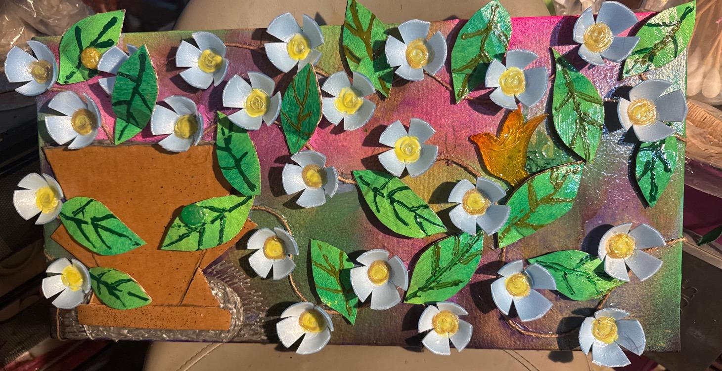 Making flowers from egg cartons