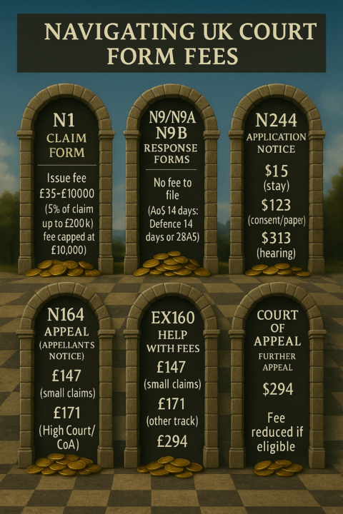  💷 Court Fees in Debt Claims – From N1 Claims to N244 Applications to N164 Appeals