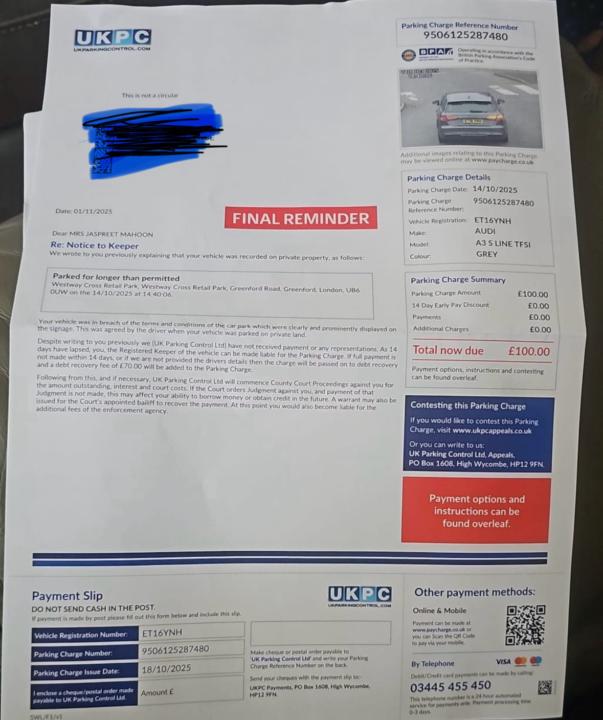 Notice of debt recovery