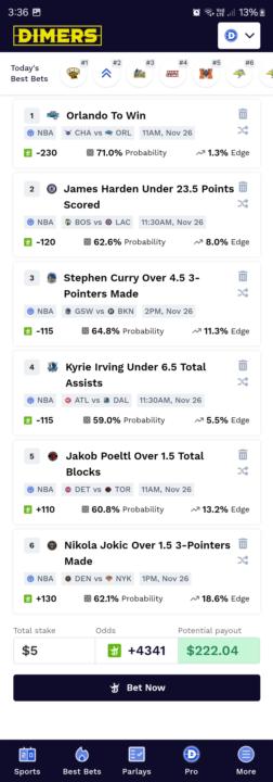Dimers Parlay 25/11/2024