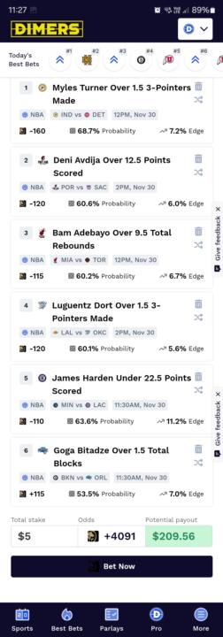 Dimers Parlay 29/11/2024