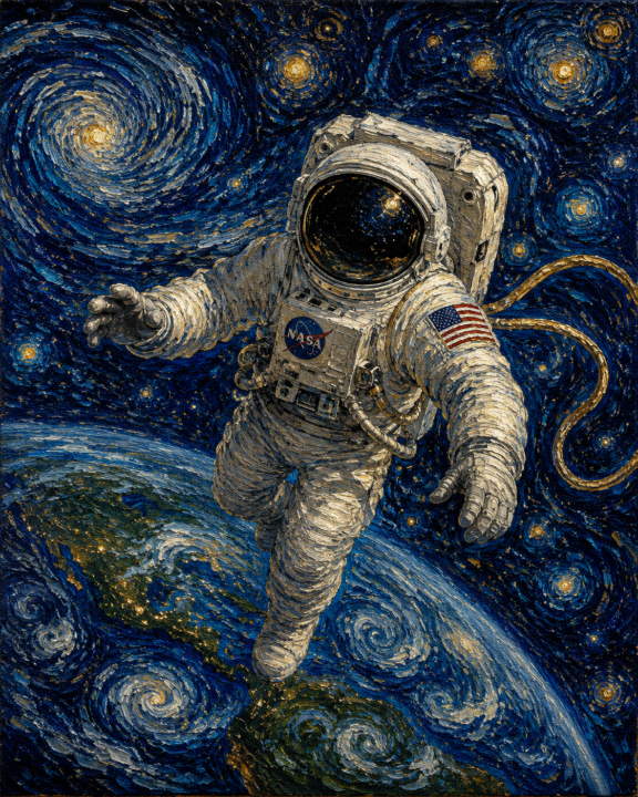 Bonus Prompt of the Day:  Nasa Astronaut with Starry Night Background