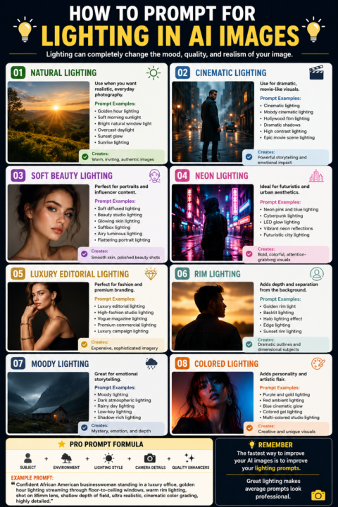 How To Prompt For Lighting in AI Images 