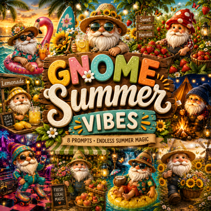 Sunshine & Sass Gnome Summer Prompts ☀️🍉🌻 Now Available