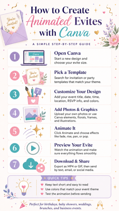 ✨ CREATE BEAUTIFUL ANIMATED EVITES WITH CANVA ✨