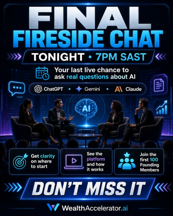 FINAL FIRESIDE CHAT — TONIGHT AT 7PM SAST